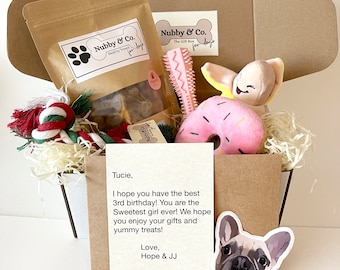 Doggy Bark Box | Gift Box | Toys and Treats | Nubby & Co | Pup Box | Present | Custom Dog Stickers | Chew Toys | Dog Treats | Donation