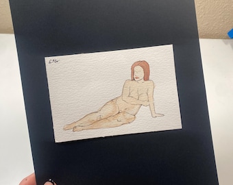 Figurative Woman Laying Down Watercolor