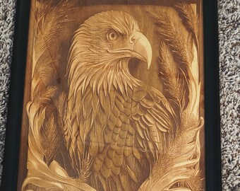 Eagle Framed engraving - Wood Wall art