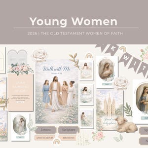 Young Women Bulletin Board Kit | Walk With Me Theme, Faith Decor (Digital Download)