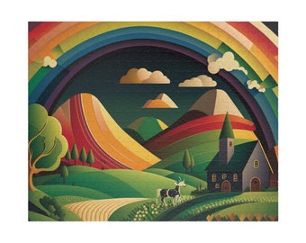 500 Piece St. Patricks Day Puzzle, Colorful Bucolic Countryside Painting, Abstract Painting Puzzle