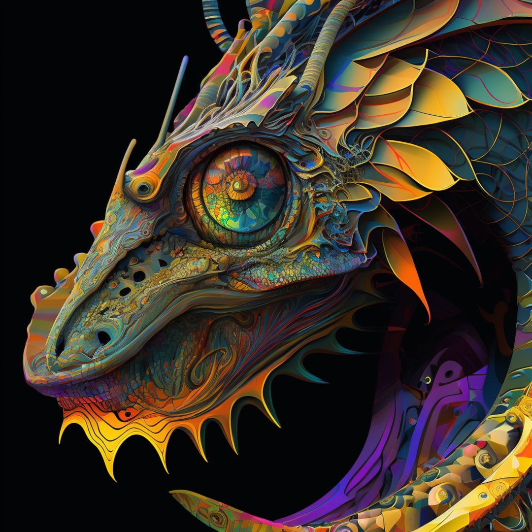 Abstract Dragon Art / Digital Dragon Wall Art / Abstract Digital Dragon ...