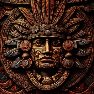Mayan Wall Art / Digital Print / Mayan Art / Vibrant Wall Art / 2 Variations / Digital Download / PNG JPG SVG