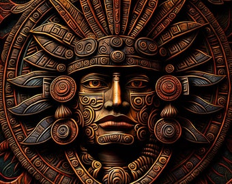 Mayan Wall Art / Digital Print / Mayan Art / Vibrant Wall Art / 2 Variations / Digital Download / PNG JPG SVG
