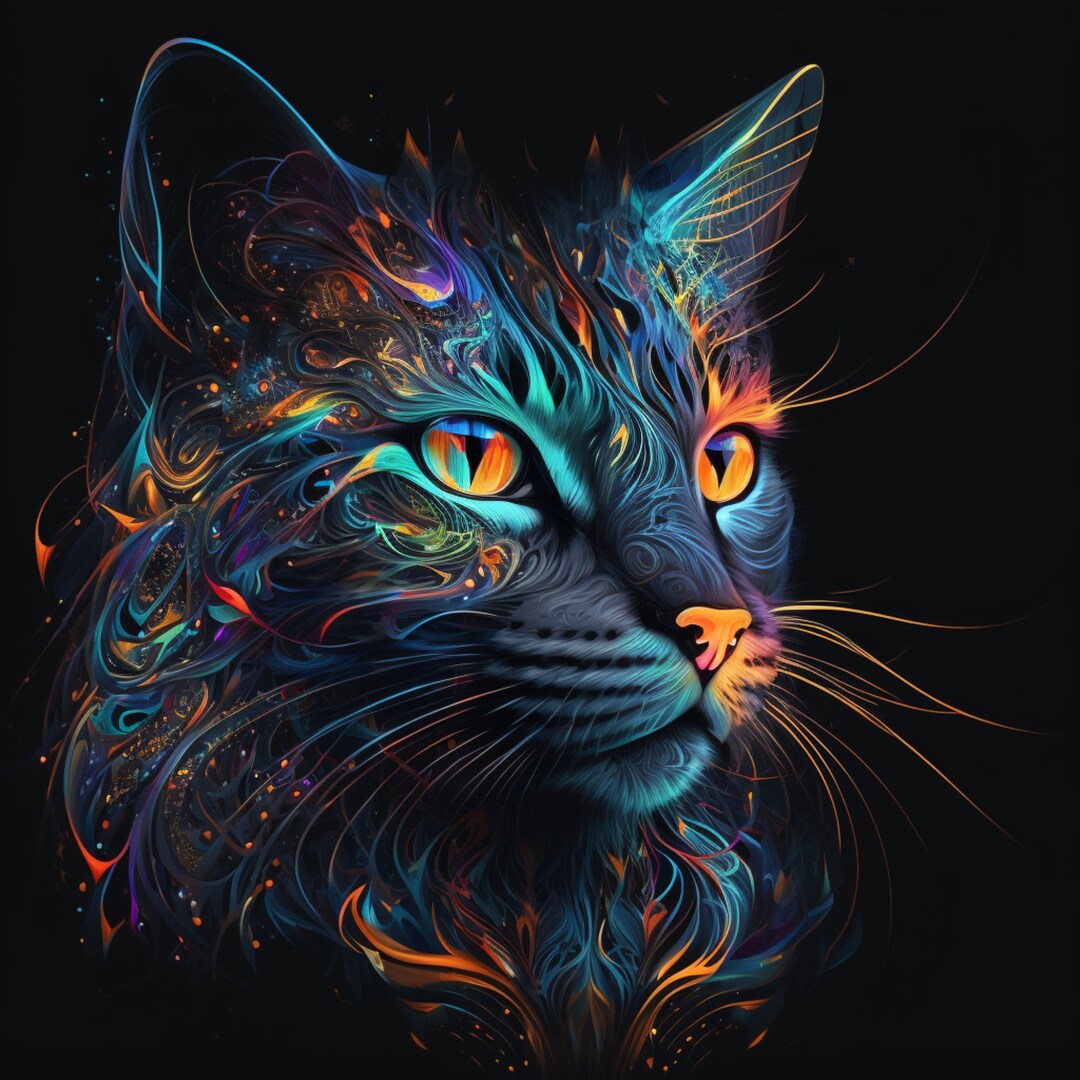 Abstract Cat Wall Art Digital Print Cats Vibrant Wall Art 2 Abstract Cat Wall Art Digital Print Cats Vibrant Wall Art 2