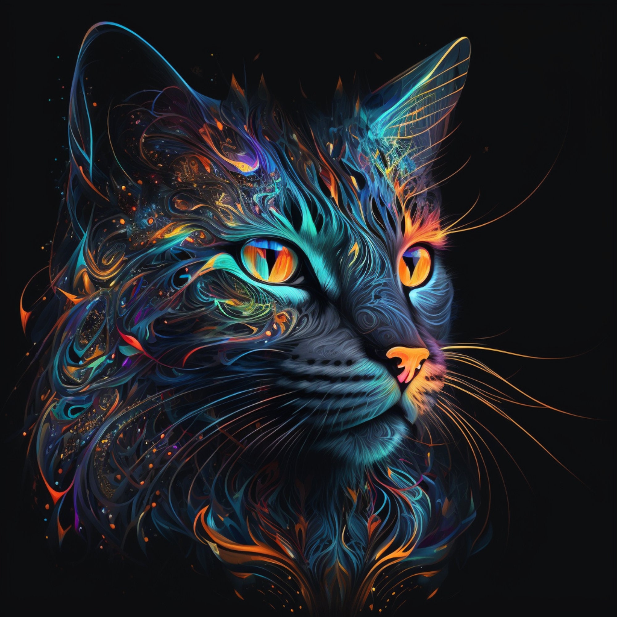 Abstract Cat Wall Art Digital Print Cats Vibrant Wall Art 2 Abstract Cat Wall Art Digital Print Cats Vibrant Wall Art 2
