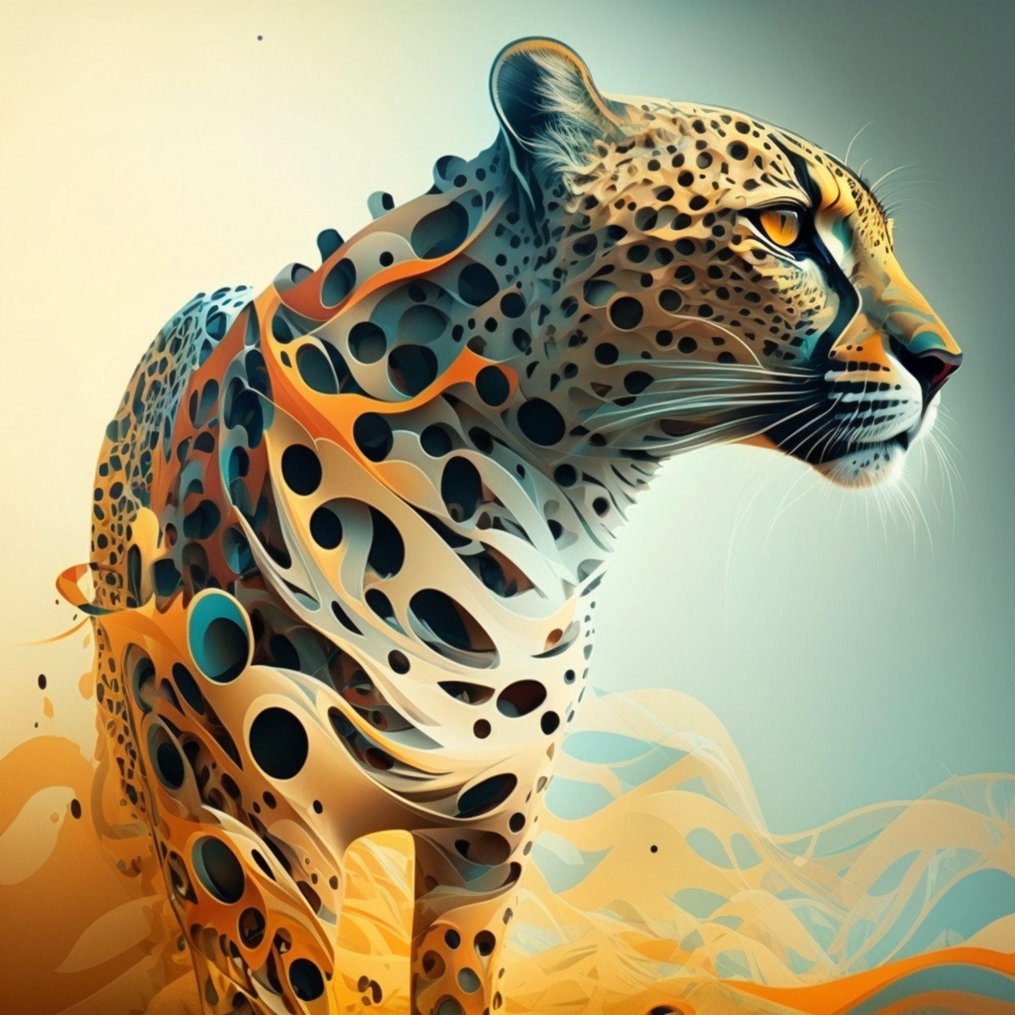 Abstract Wall Art / Cheetah Digital Print / Abstract Unique Cheetah Art / Digital Download / 2 Variations / JPG PNG SVG Included
