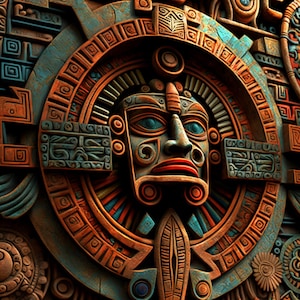 Mayan Wall Art / Digital Print / Mayan Art / Vibrant Wall Art / Digital Download / Ancient Wall Art / Instant Download /PNG JPG SVG Included