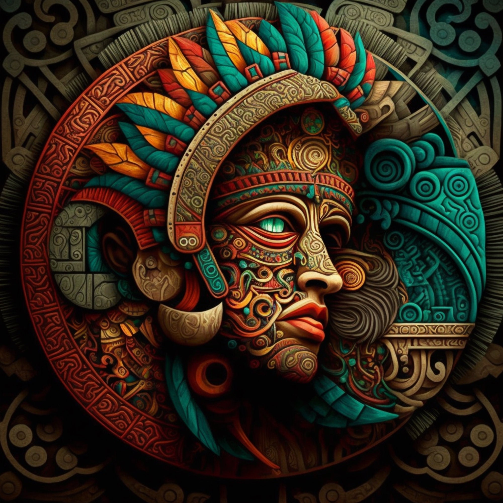 Mayan Wall Art / Digital Print / Mayan Art / Vibrant Wall Art - Etsy