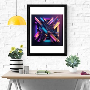 Stampa di arte digitale astratta al neon