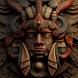 Mayan Wall Art / Digital Print / Mayan Art / Vibrant Wall Art / Digital Download / Instant Download / JPG PNG SVG Files Included