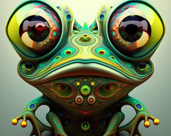 Psychedelic Frog Digital Art / Psychedelic Wall Art / Digital Download / 2 Variations / JPG / PNG / SVG