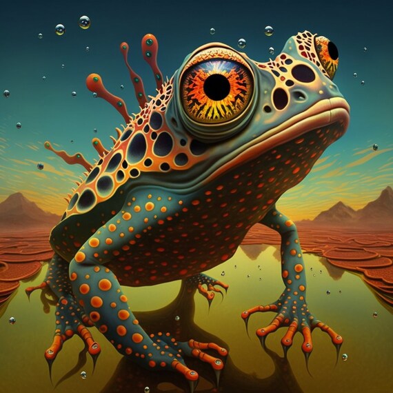 Psychedelic Frog Digital Art / Abstract Wall Art / 2 Variations / JPG - PNG - SVG