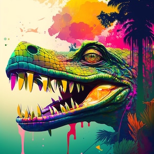 Abstract Wall Art / Alligator Digital Print / Abstract Alligator Wall Art / Gator Art / Digital Download / 2 Variations / JPG PNG SVG