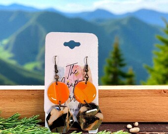 Orange Earthy Clay Earrings: Bohemian Autumn Jewelry
