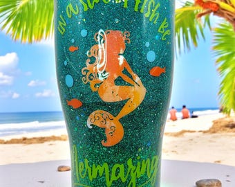 Mermaid Glitter Tumbler: Ombre Sea Queen 30oz Travel Cup