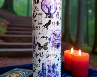 Witchy Crystal Tumbler: Halloween Drinkware, Mystical Design