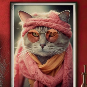Vintage cat poster funny cat poster cat poster cat poster gift for cat lover cat wall art Christmas gift black cat lover bathroom wall art