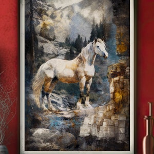 Horse animal print animal painting watercolor animal gift art print equestrian print Wild Horse Rustic poster wall art