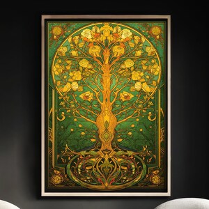 Decoración boho decoración gótica Art Nouveau cartel vintage cartel de arte vintage impresión gitana boho vintage art deco boho art Cartel de la vida del árbol