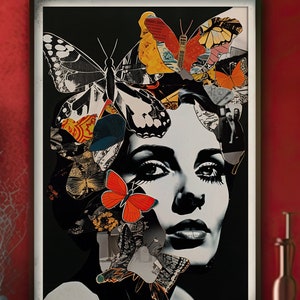 Digital Download Printable Art Modern Farmhouse Vintage Wall Art Butterfly Wall Art Butterflies Print Botanical Print Vintage Ink Drawing