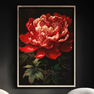 Maximalist decor bohemian minimalist digital art print moody art flower dark floral art Plant Illustration Digital Print rich earth tones