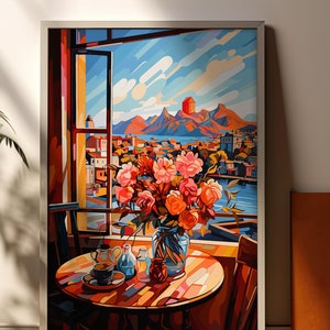 Vintage Wall Art Matisse Wall Art Open Window Colorful Wall Art Flower Wall Art Eclectic Art Flower in Window Print Vibrant Nature Wall Art