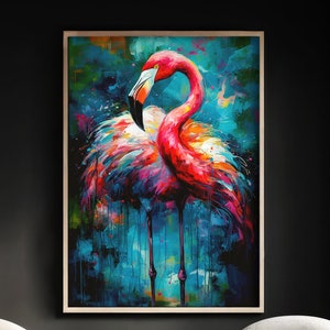 Flamingo wall art bird wall art boho printable wall art trendy decor bird art flamingo print flamingo art digital download