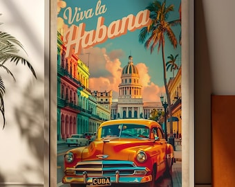 Havana Cuba Digital Art Print Travel Gift City Skyline Cuban