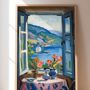 Vintage Wall Art Matisse Wall Art Open Window Colorful Wall Art Flower Wall Art Eclectic Art Flower in Window Print Vibrant Nature Wall Art