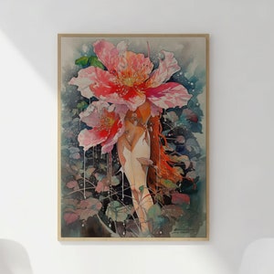 Abstract Watercolor Printable Art  Instant Download Floral Woman Autumn home decor bedroom art DIY