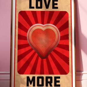 Love More Creativity Poster | Retro Wall Art | Funky Downloadable Print for Room & Office Decor