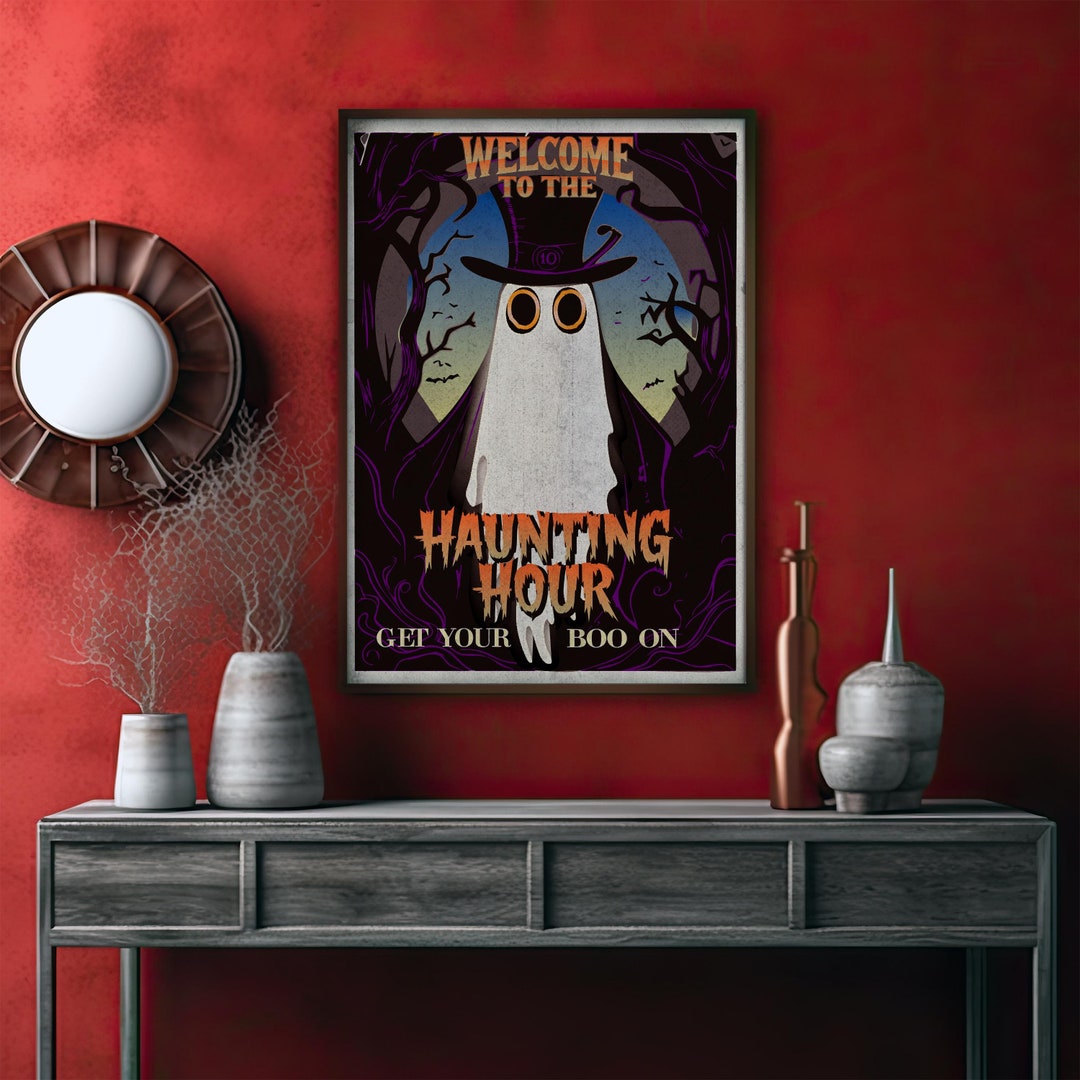 Halloween Ghost Poster - Spooky Retro Wall Art - Ghost-themed Halloween ...