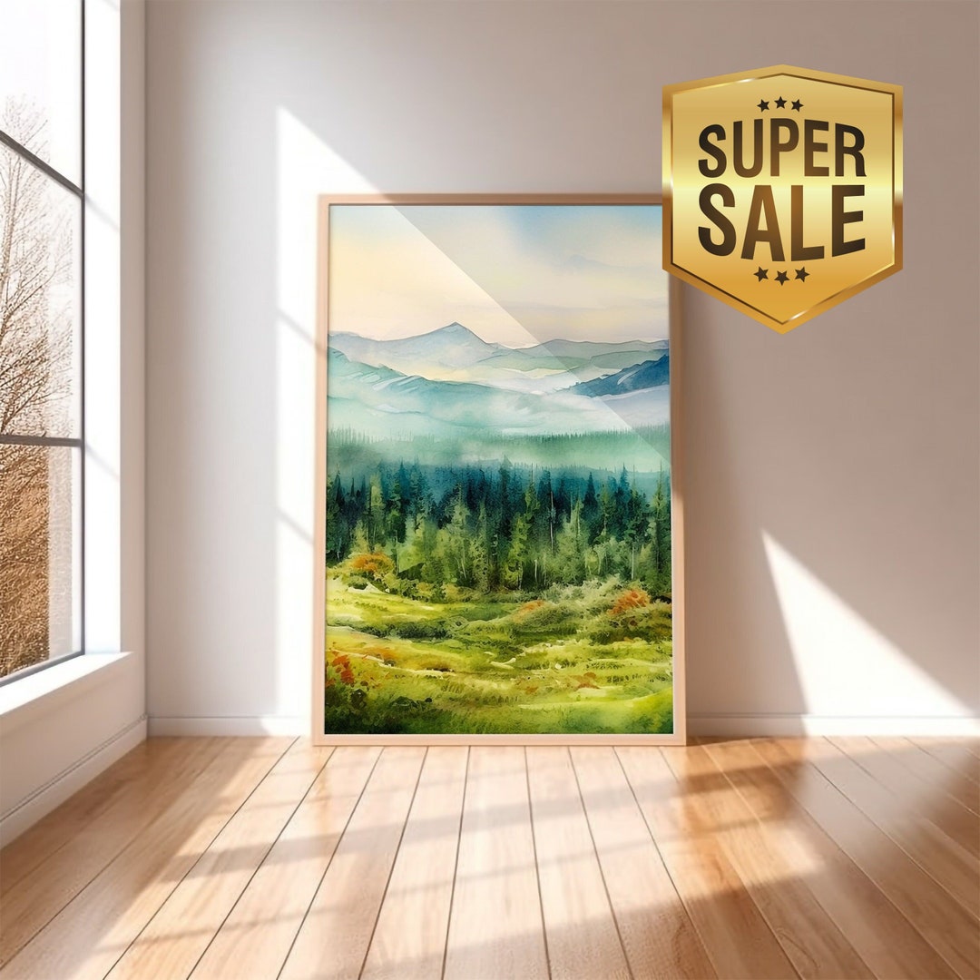Bonhause Duschvorhang 180x180 Cm – Aquarell Wald Design, Wasserdicht & Anti-Schimmel
