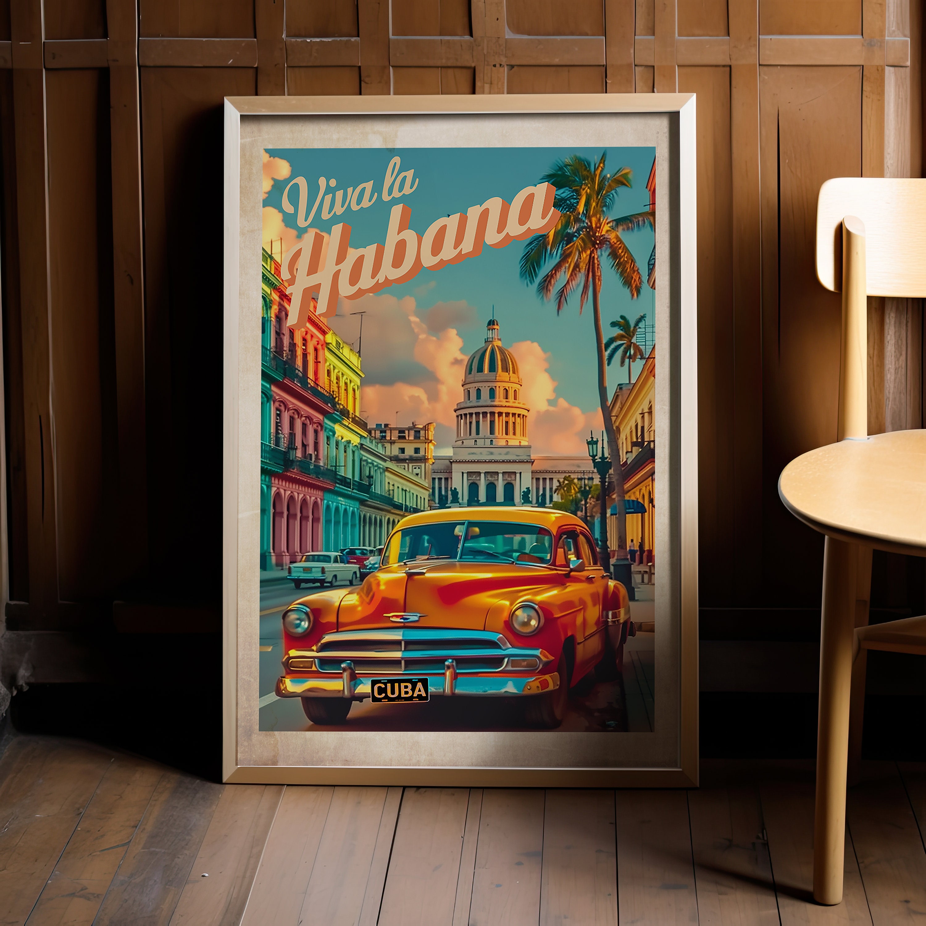 Summer Cuba アートポスター A2版 Havana Cuba Digital Art Print Travel Gift City Skyline Cuban