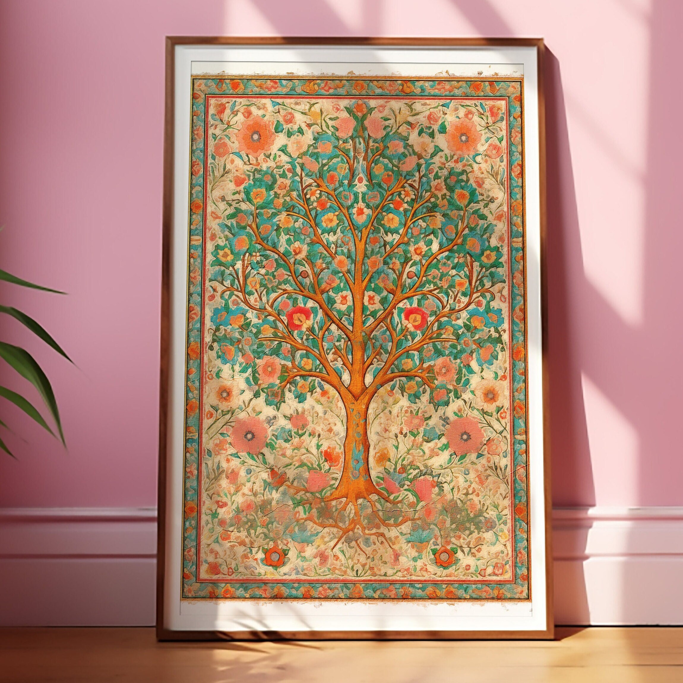 Vintage Cottagecore Botanical Print - Morris Inspired Tree Art Nouveau Floral Wall Art - Unique Forestcore Kitchen Decor