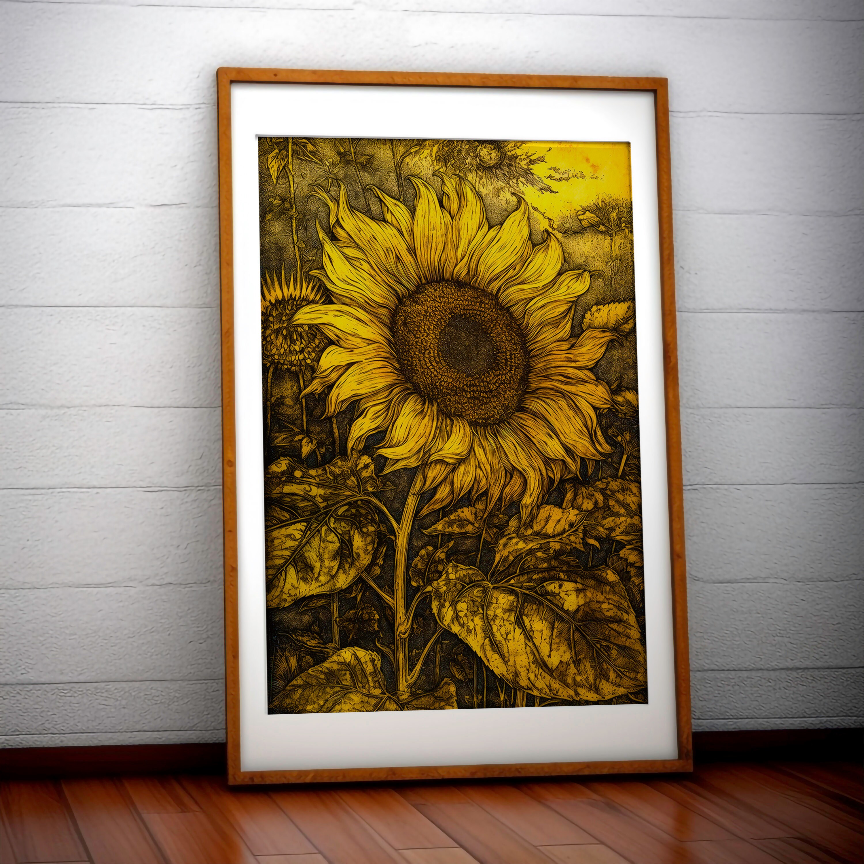 Vintage Sunflower Print Flower Illustration Botanical Prints Etsy
