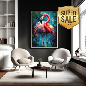 Flamingo wall art bird wall art boho printable wall art trendy decor bird art flamingo print flamingo art digital download