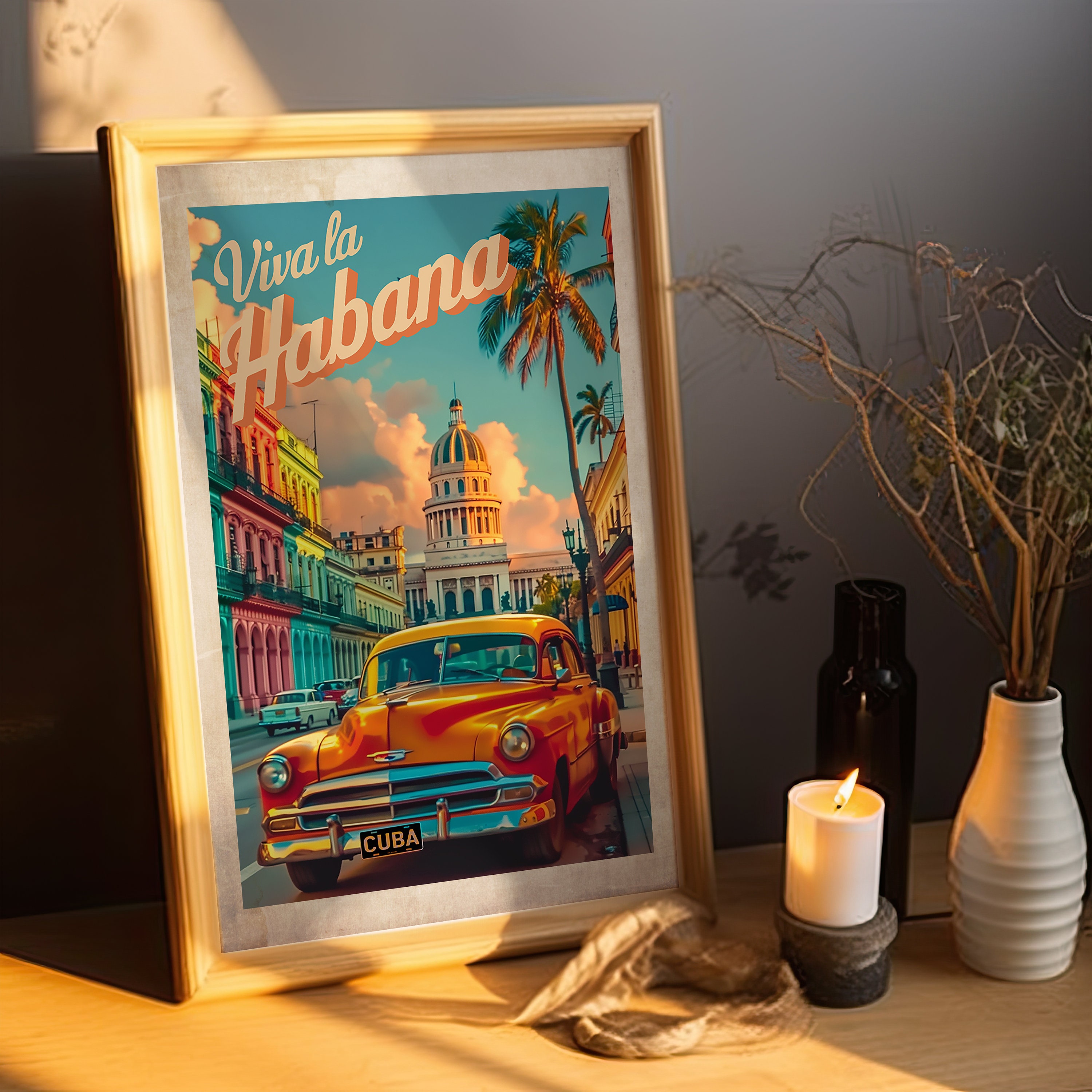 Havana Cuba Digital Art Print Travel Gift City Skyline Cuban