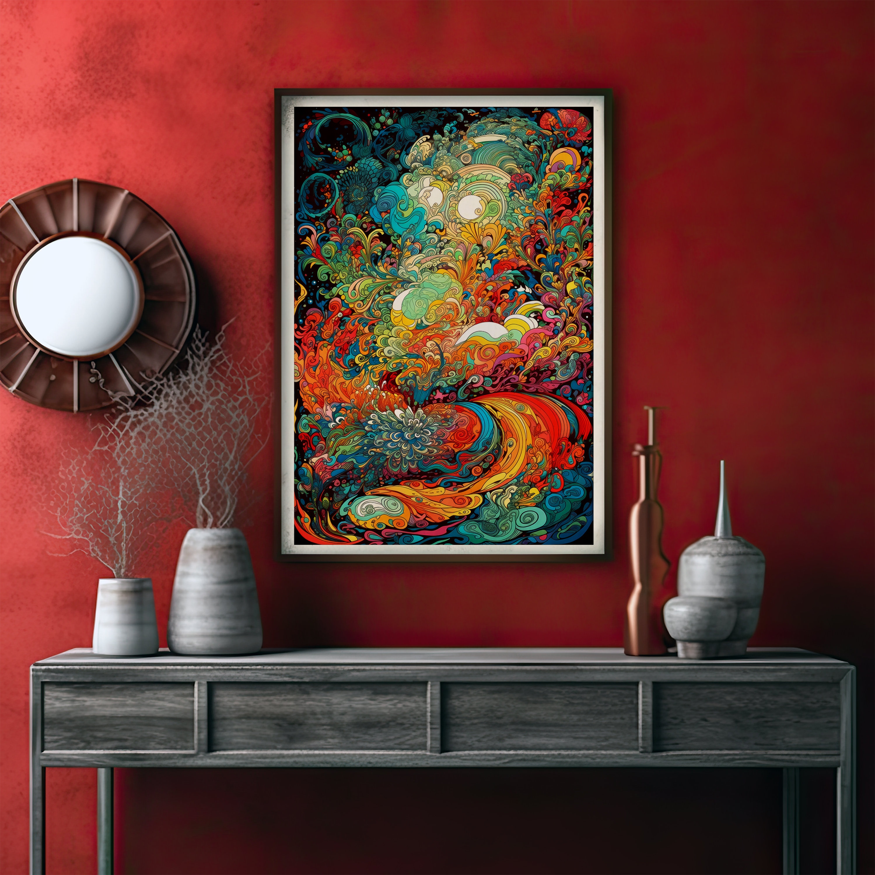 Psychedelische Kunst, trippige Kunst, psychedelische seltsame Kunst,  groovige Wandkunst, surreale Kunst, funky Wandkunst, Hippie-Wandkunst,  trippiges Poster, Schwarzlicht-Dekor - Etsy Schweiz, image size:3000x3000
