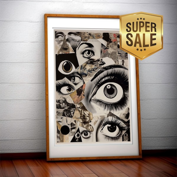 Original Art Spooky Creepy wall Decor surreal Gothic Art Macabre Eyes artwork All seeing cottagecore poster