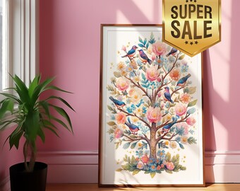 Tree of Life Wall Art Print, Digital Download Spiritual Art, Enchanted