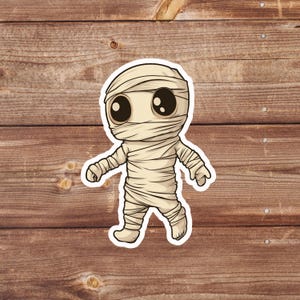 Cute Mummy Sticker | Halloween Decor | Cute Kids Monster Sticker | Spooky Cute Vinyl Decal | Perfect for Laptops, Water Bottles