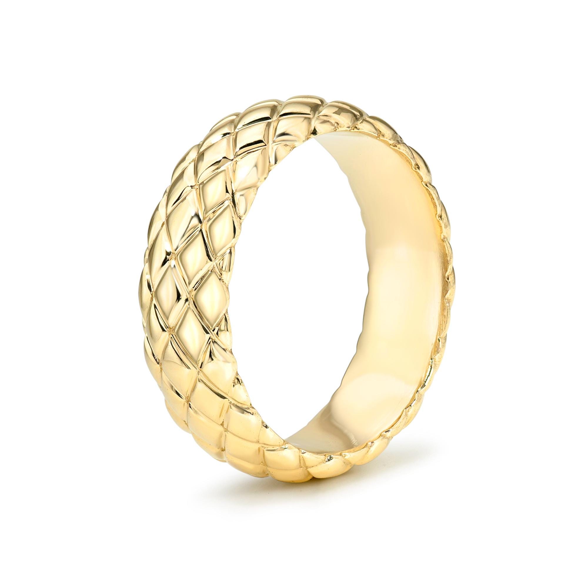 Snake Skin Pattern Rings 14K Solid Gold Snake Skin Ring I 6.00 MM Wide Pattern Band I Promise ...