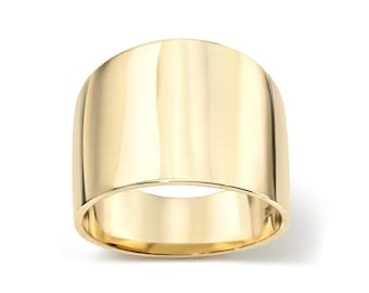 14K Gold Cigar Band I 15 MM Wide Solid Gold Cigar Band I Wide Statement Band I Wide Tapered Cigar Band I Wedding Band I Unique Cigar Band.