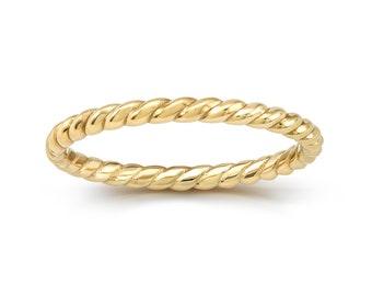 14K Solid Gold Braided Rope Ring I Dainty Rope Ring I Womens Braided Rope Ring I Twist Ring I Unique Gold Braided Rope Ring.