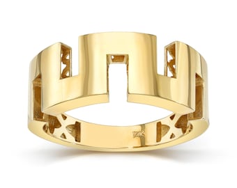 14K Dainty Greek Key Gold Ring I Stacking Ring Gold Ring I 14k Fine Jewelry Diamond Wedding Band 18K Wedding Band