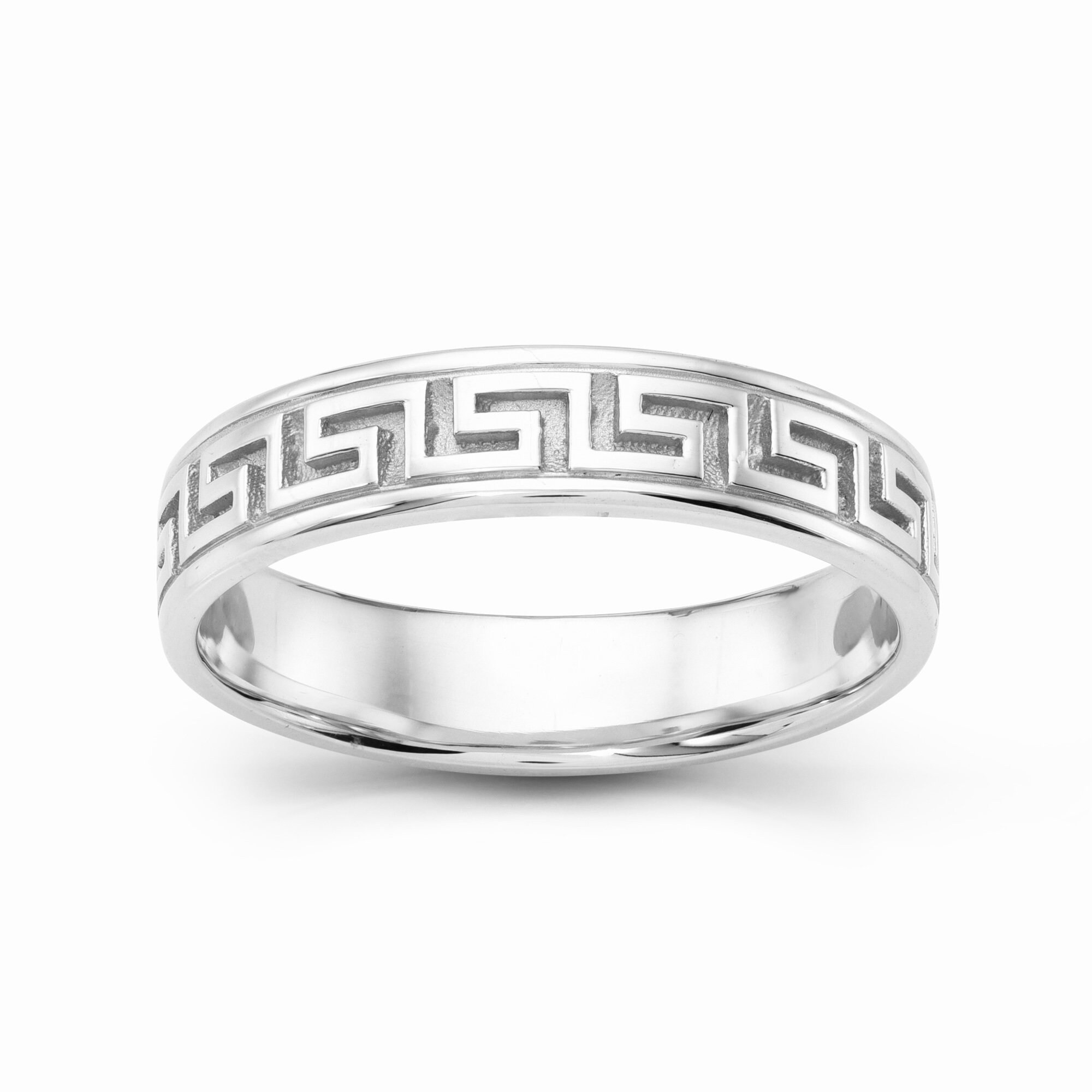 14K Gold Greek Key Ring I 5 MM Wide Gold Greek Ring I Greek Etsy