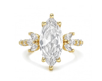 1CT-5CT IGI Certified Marquise Cut Wedding Ring I Lab Grown Diamond Engagement Ring I 14K Gold-18K Gold Unique Design Marquise Wedding Ring.