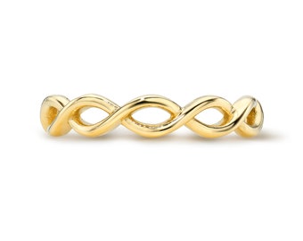 14K Gold Twist Ring I Solid Gold Braid Ring I Infinity Band Ring I 3.70 MM Wide Gold Twist Ring I Promise Ring I Gold Infinity Ring.
